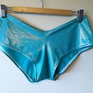 Blue Holographic Booty Shorts.